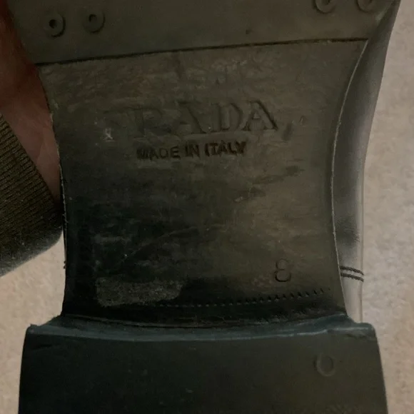 Prada Vintage Men’s Cap Toe Black Leather Ankle Boots Booties Shoes sz 8 - Picture 7 of 7